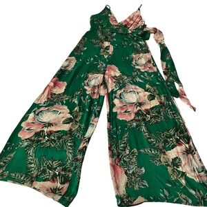 Free People Green Floral Jumpsuit